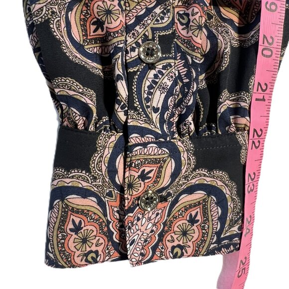 💼Tommy Hilfiger Paisley Top Size L Classic & Chic black Navy Coral pink - Picture 6 of 11